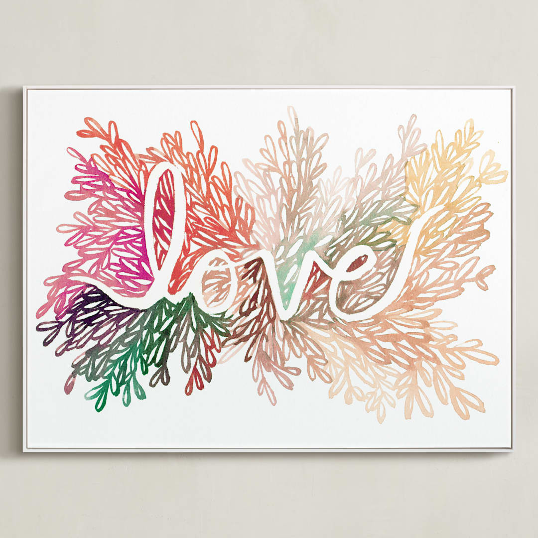 "Love" - Art Print in Blush by Kelly Ventura - Framed Canvas