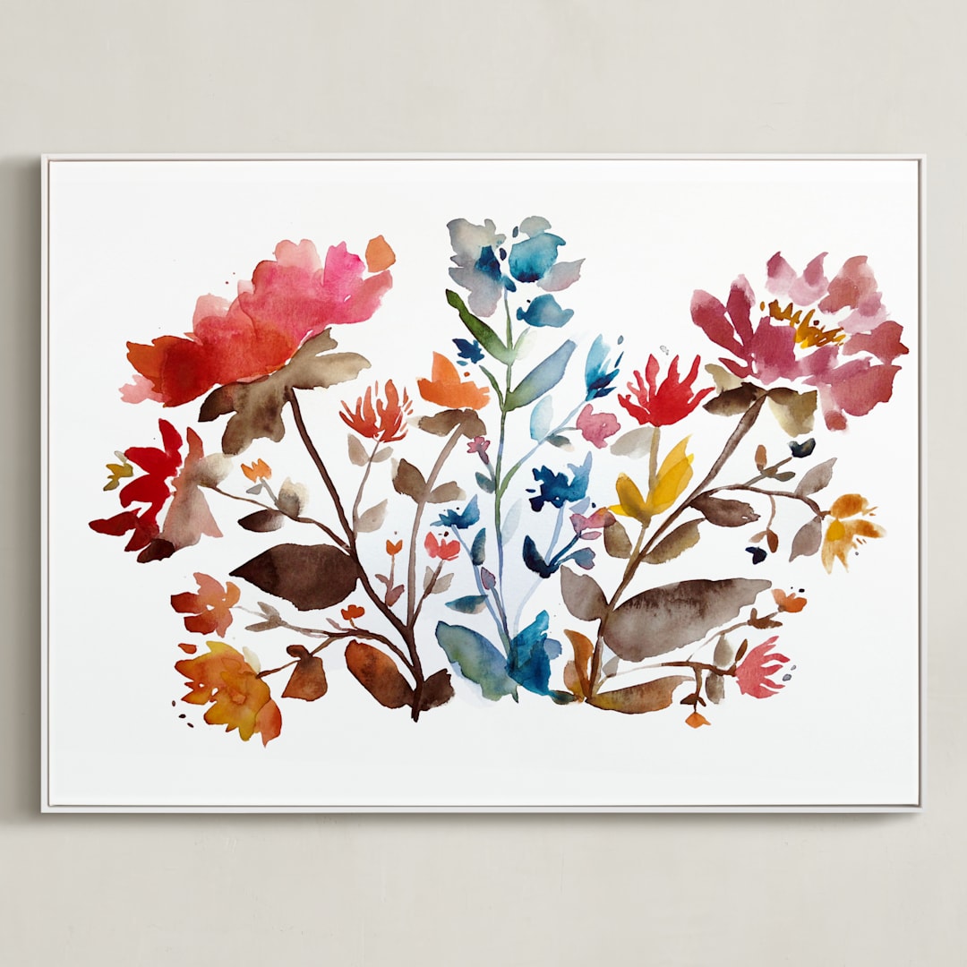 "island wildflowers no.1" - Art Print in Peach by Kiana Lee - Framed Canvas