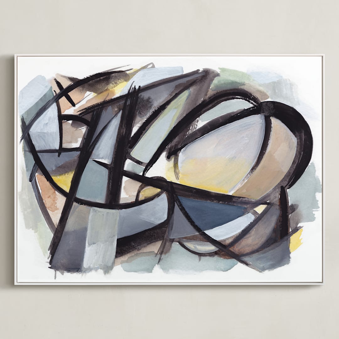 "City of Industry" - Art Print in Beige by Hooray Creative - Framed Canvas