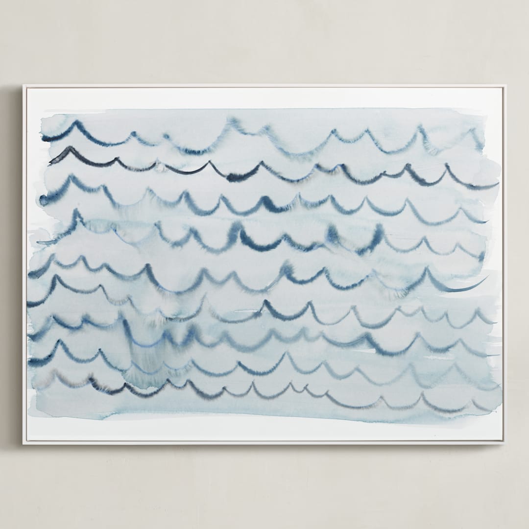 "waves" - Art Print in pool blue by Kelly Witmer - Framed Canvas