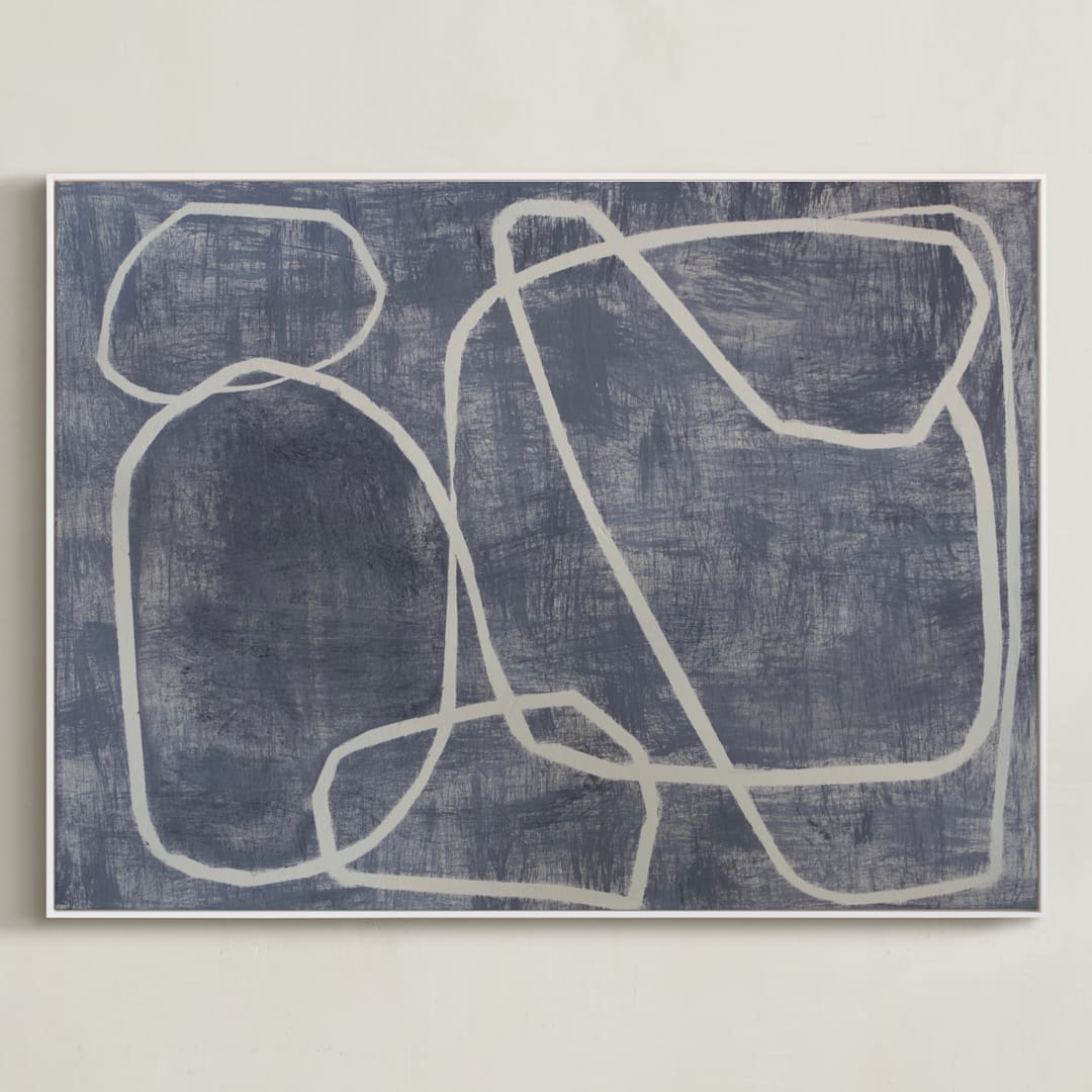 "Squiggles" - Art Print in Blue Grey by Camille Pietrow - Framed Canvas