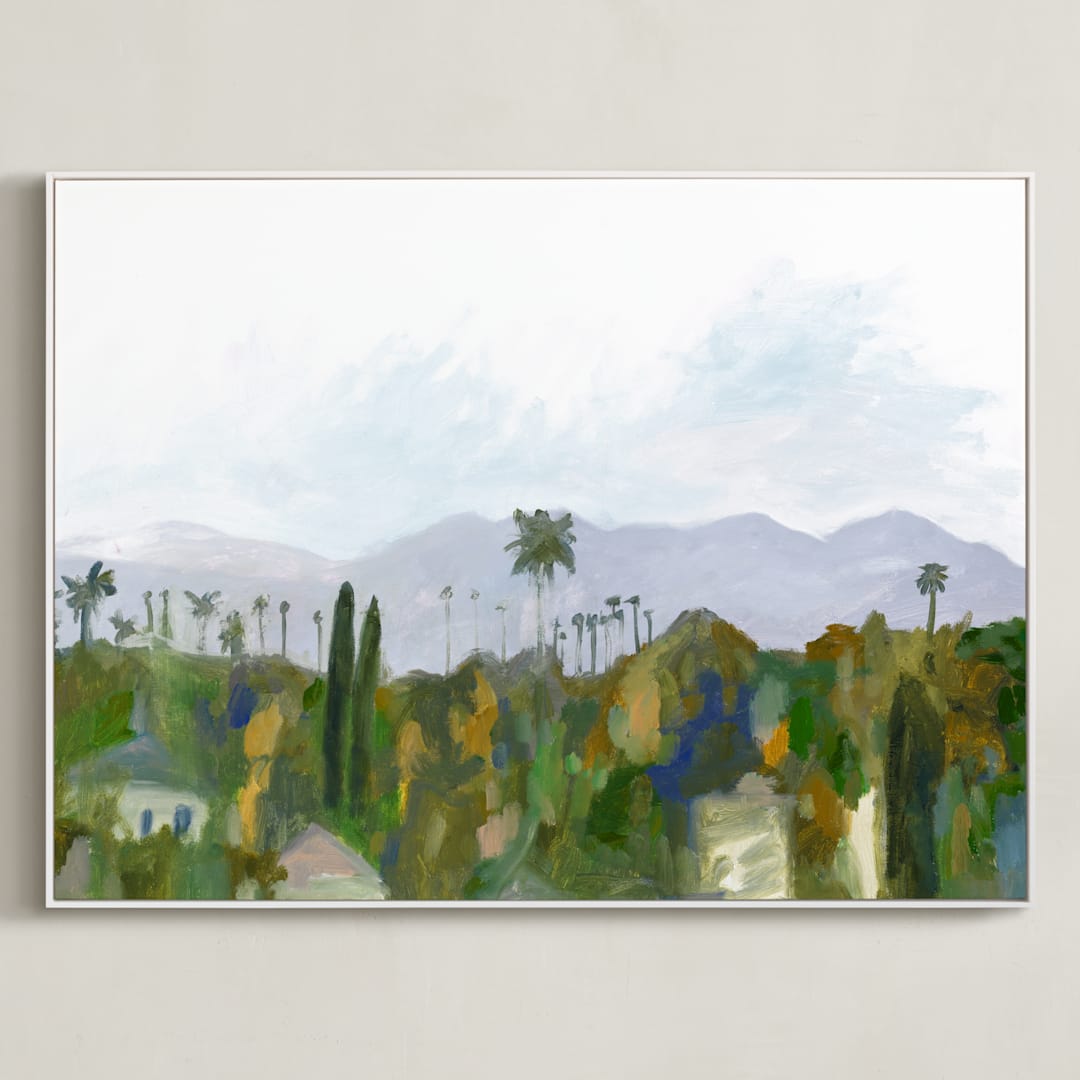 "Los Angeles landscape" - Art Print in Green Hills by Kelly Witmer - Framed Canvas