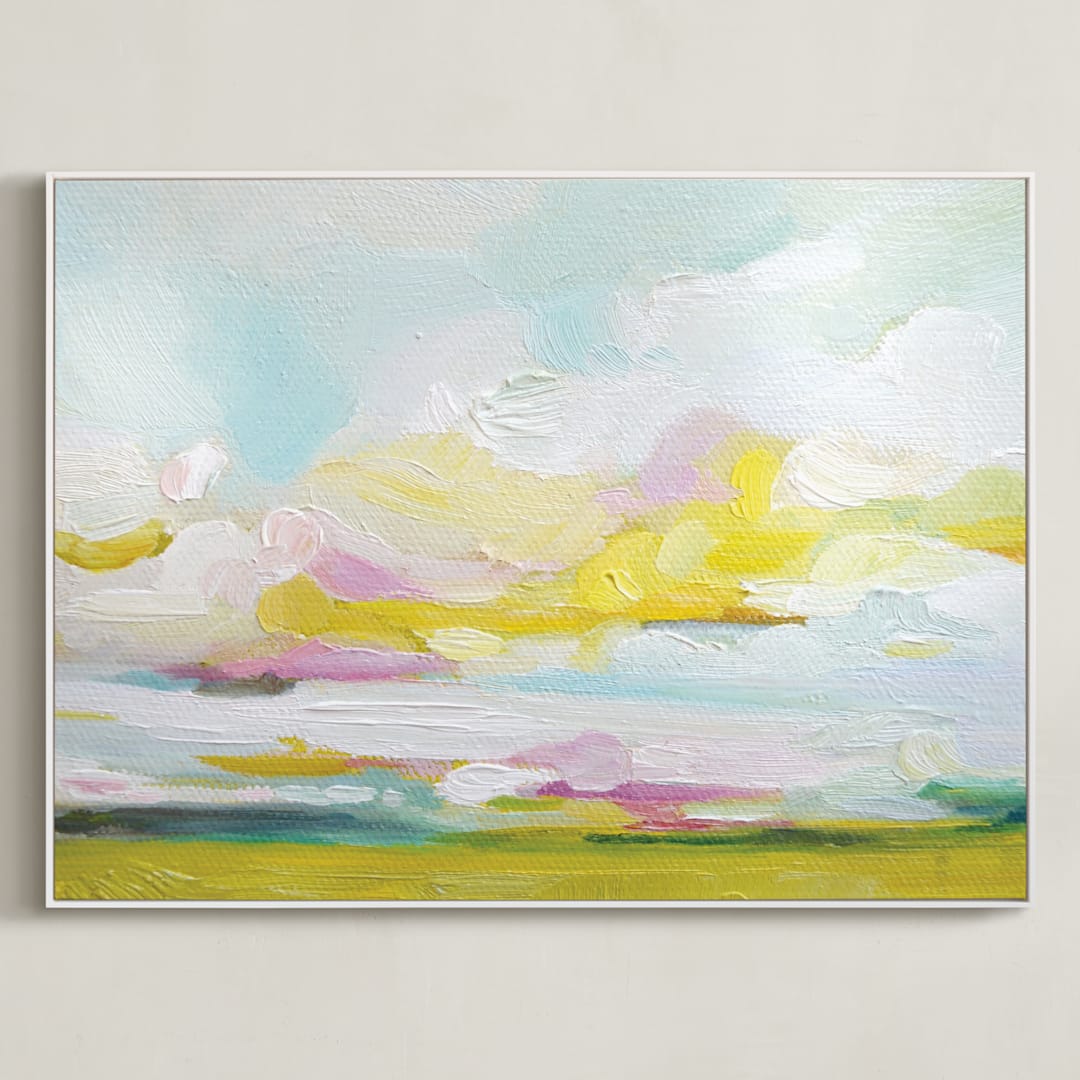 "Land of Plenty" - Art Print in Yellow by Emily Jeffords - Framed Canvas