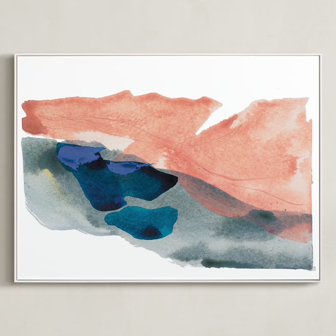 "Morning River" - Art Print in Blush Pink by Lauren Adams - Framed Canvas