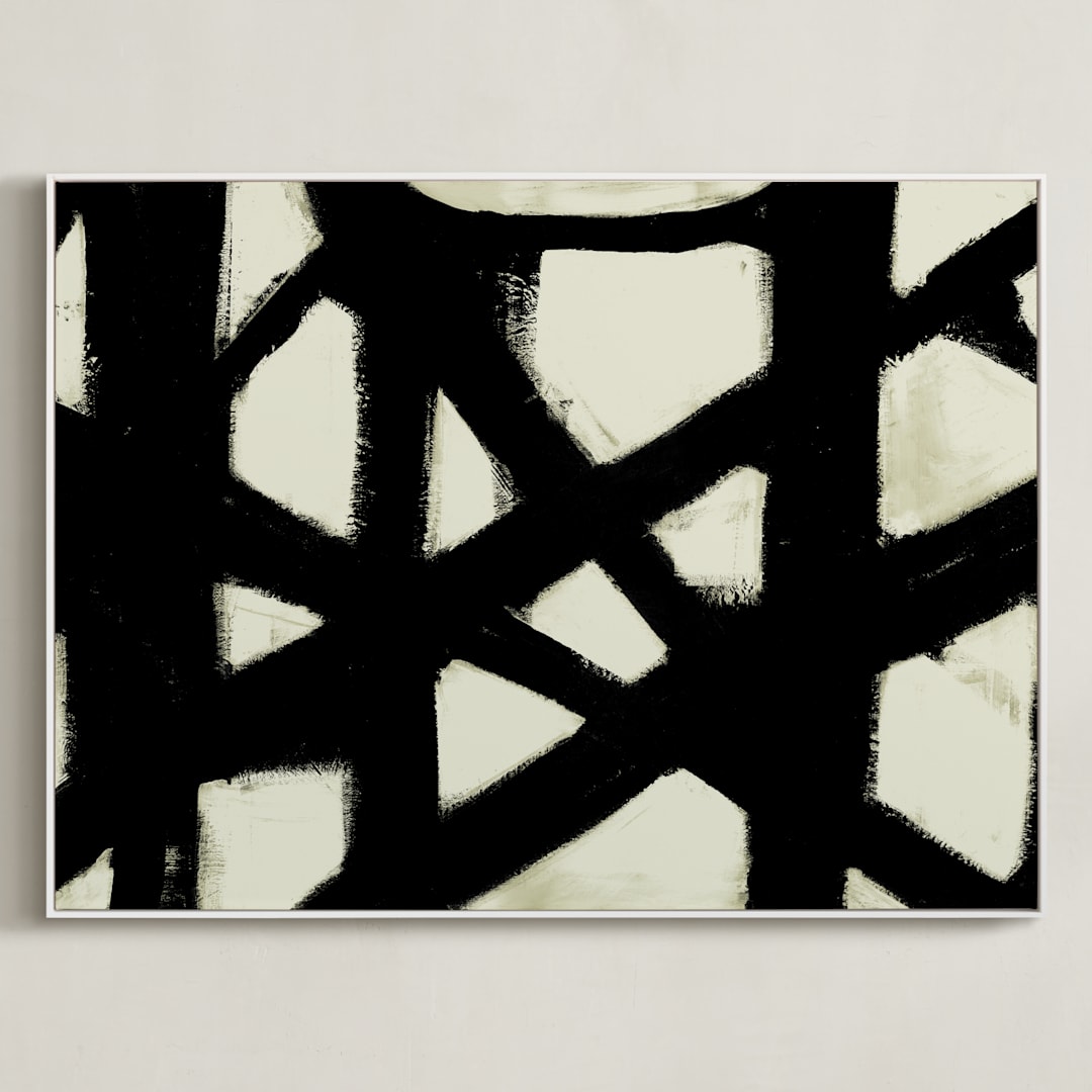 "Missed Connections" - Art Print in Black and White by Ilana Greenberg - Framed Canvas