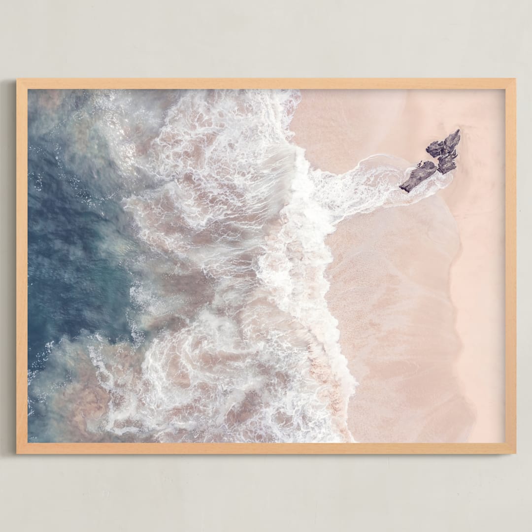 "Sea Love" - Art Print in Peach Nude by Tania Medeiros - Framed