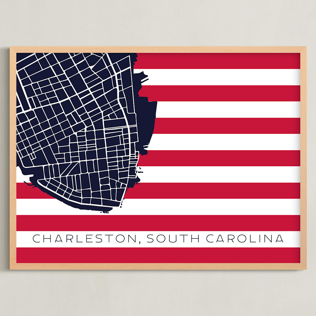 "Charleston Flag " - Art Print in American Flag by Lauren Hughes - Framed