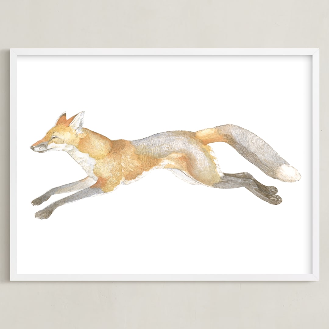 "Swift Fox" - Art Print in fox orange by Natalie Groves - Framed