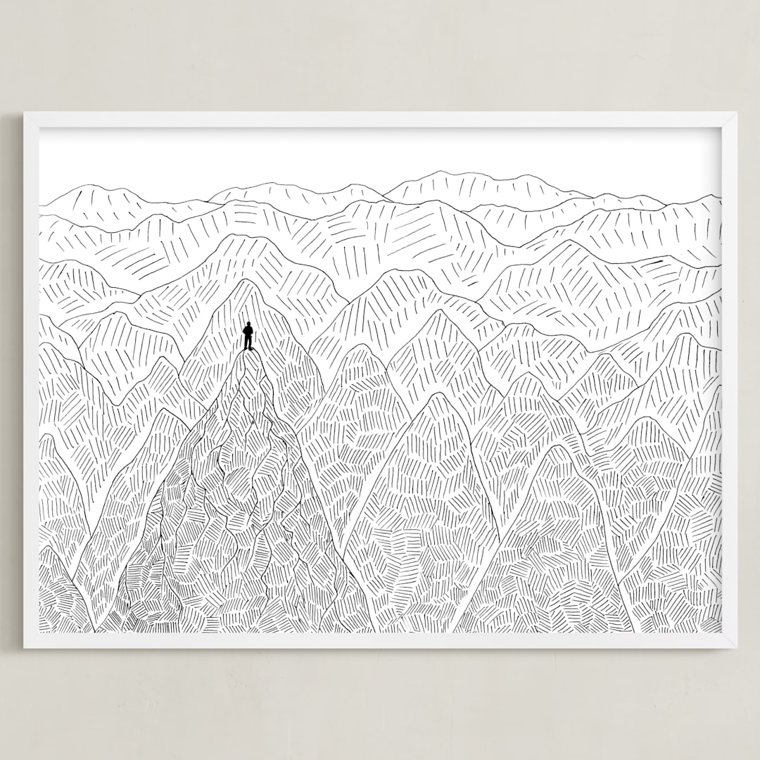 "Summit" - Art Print in Black & White by Helen H Wu - Framed