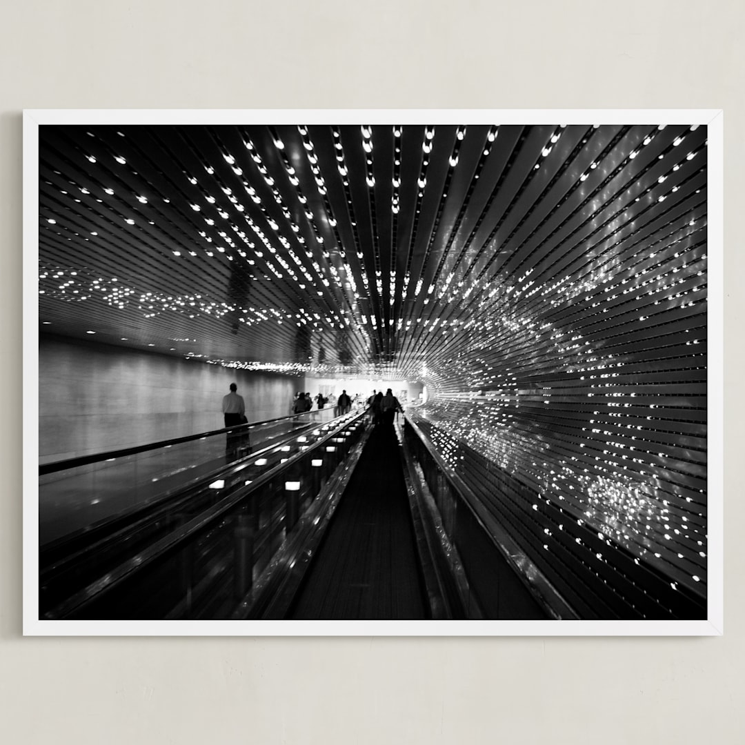 "Lighten-ing" - Art Print in ore black by Van Tsao - Framed