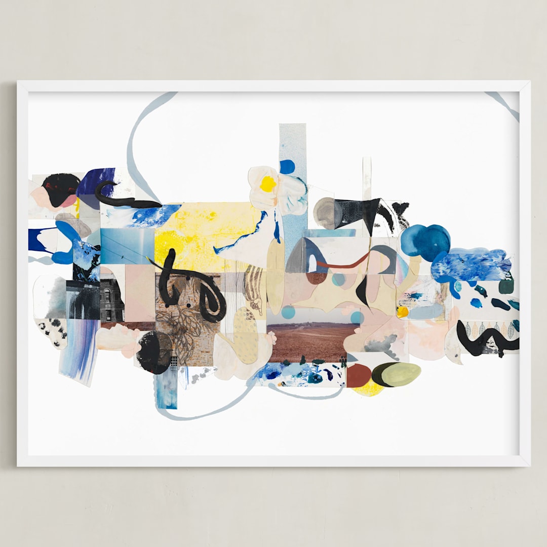 "The Color of Smoke" - Art Print in Sky Blue by Erin McCluskey Wheeler - Framed