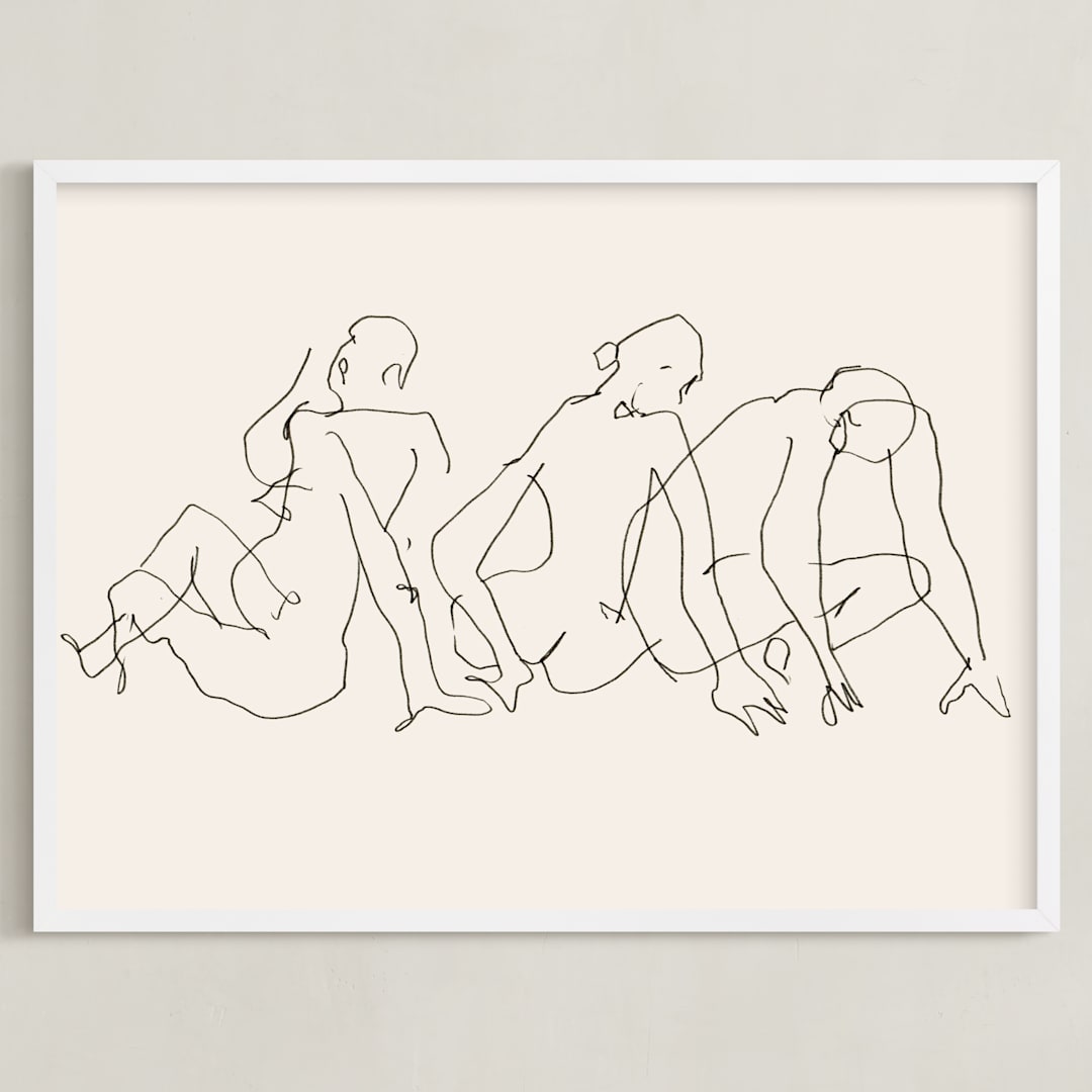 "Awaking" - Art Print in Monochrome by Catilustre - Framed