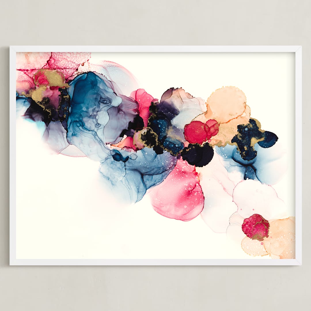 "Bloom Mixer" - Art Print in Sapphire Blue by Three Kisses Studio - Framed