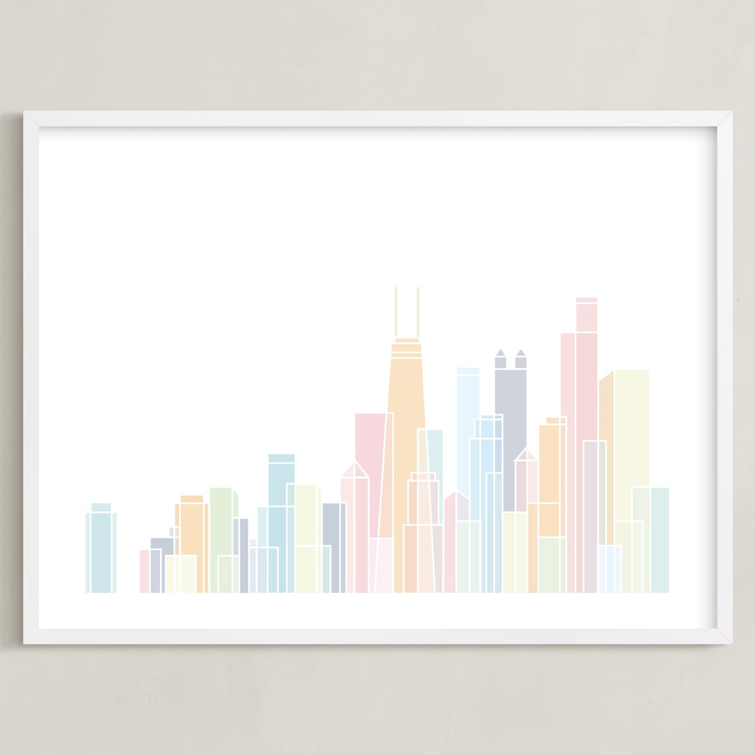 "Sky Lines" - Art Print in Sherbert by Jessie Steury - Framed