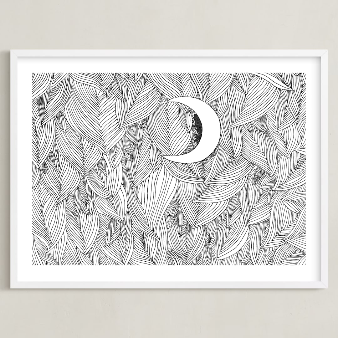 "Peek A Boo" - Art Print in Black & White by Helen H Wu - Framed