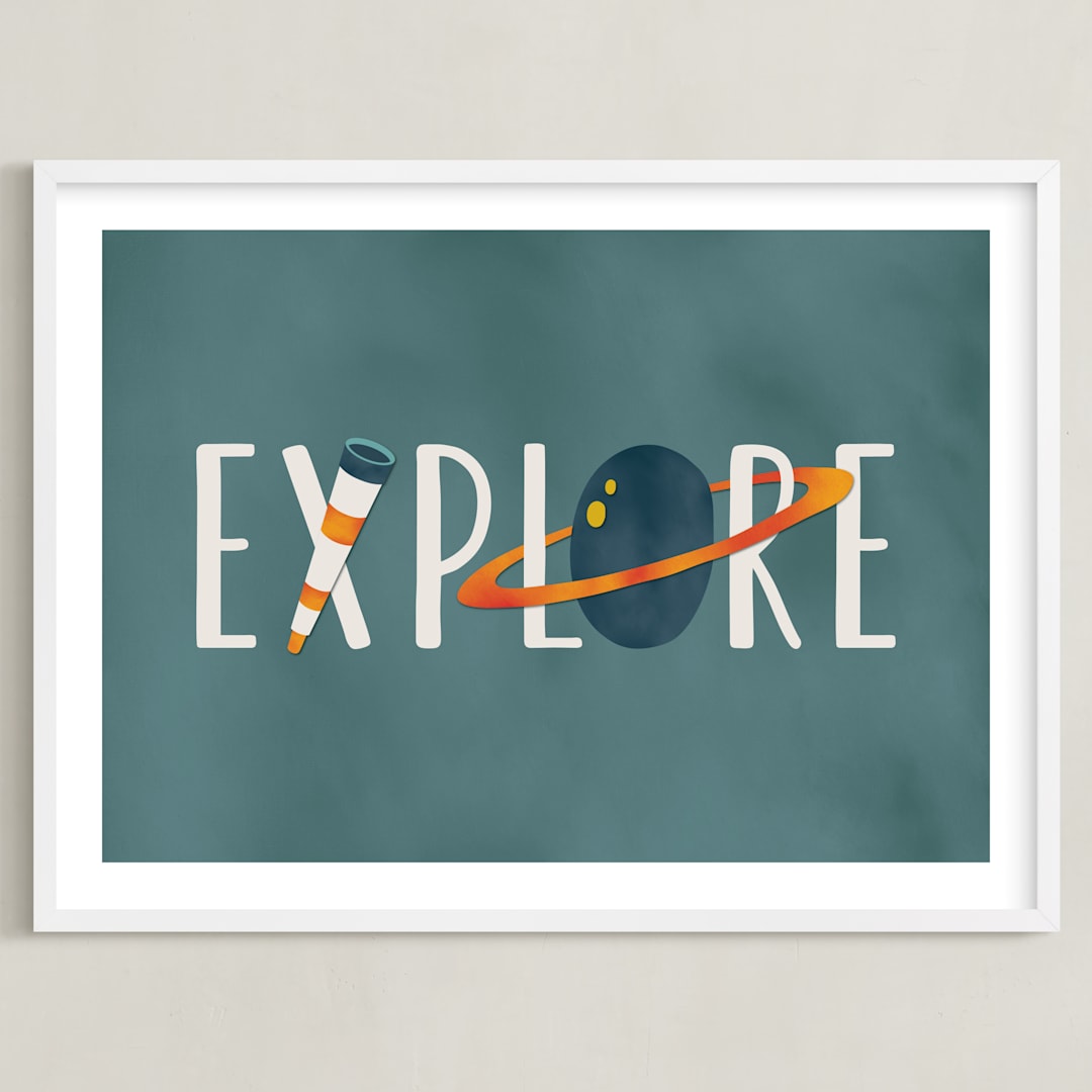 "Space to Explore III" - Art Print in Twilight by Heather Schertzer - Framed