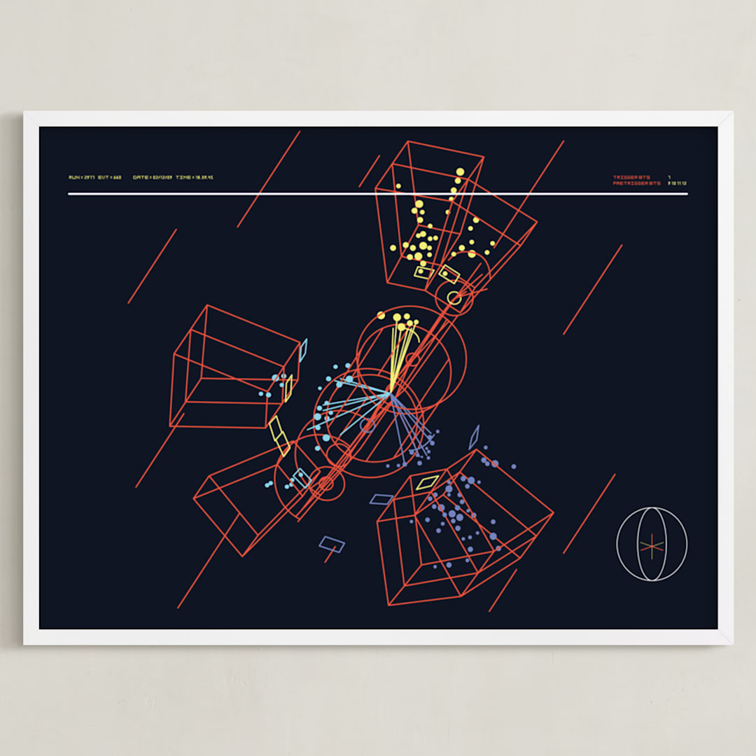 "Particle Accelerator Horizontal" - Art Print in Deep Space Blue by Tyler Tea - Framed