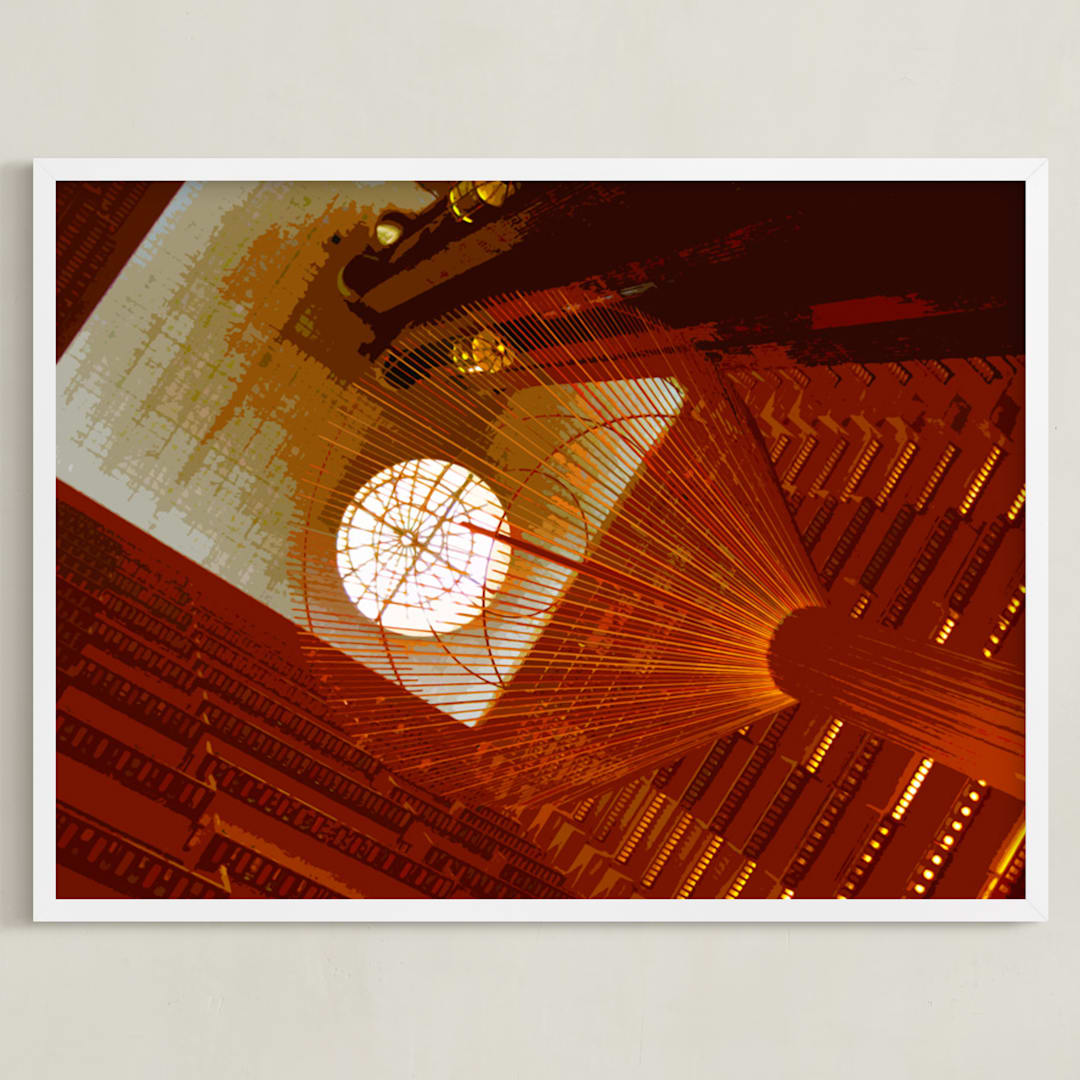 "Hotel Atrium" - Art Print in Cordovan by Jeff Preuss - Framed