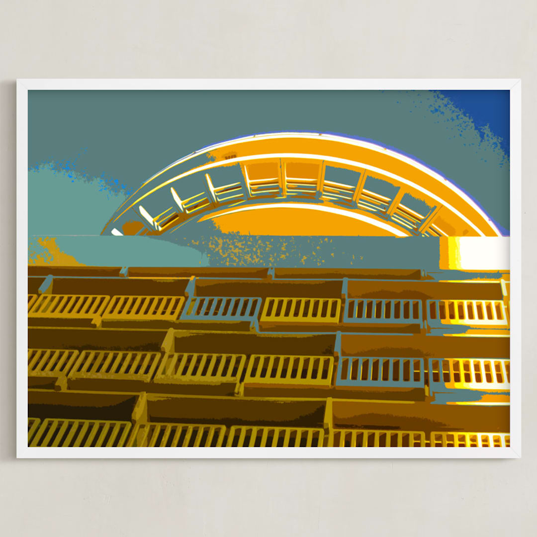 "Sunrise Restaurant" - Art Print in Golden Orange by Jeff Preuss - Framed