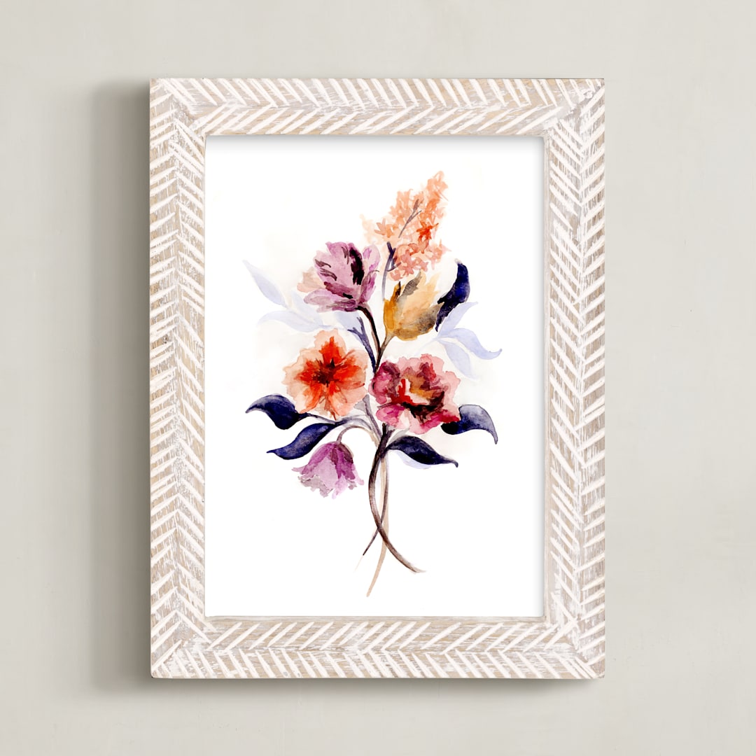"Grecian Floral" - Art Print in Multi by Olivia Kanaley Inman - Framed