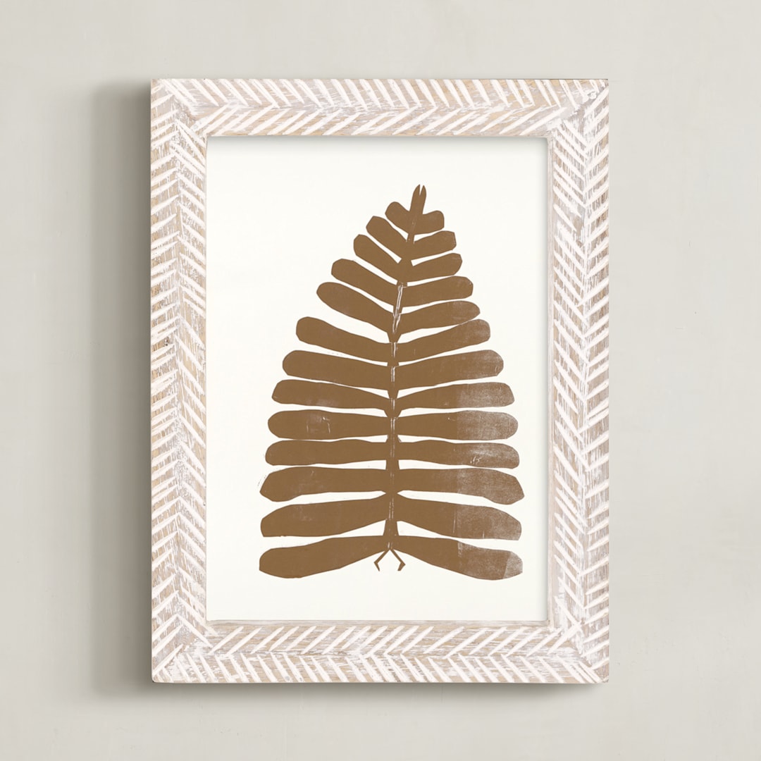"Bronze Botanical Series 2" - Art Print in Bronze and Ivory by Angela Simeone - Framed