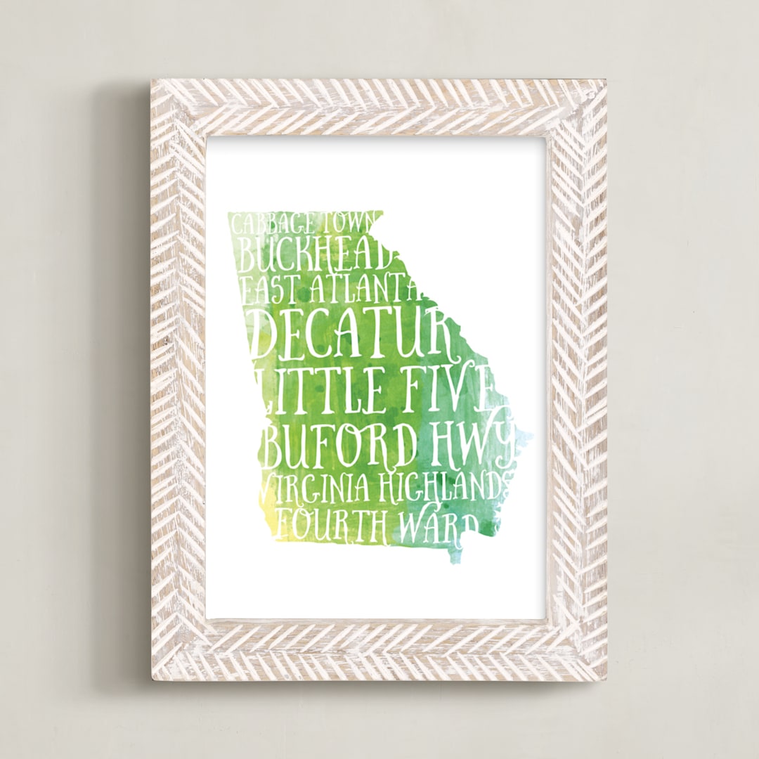 "Georgia on my Mind" - Art Print in lush green by chica design - Framed