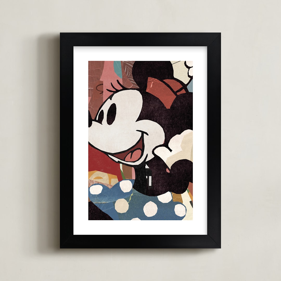 "Paper Minnie" - Art Print in Black by Sumak Studio - Framed
