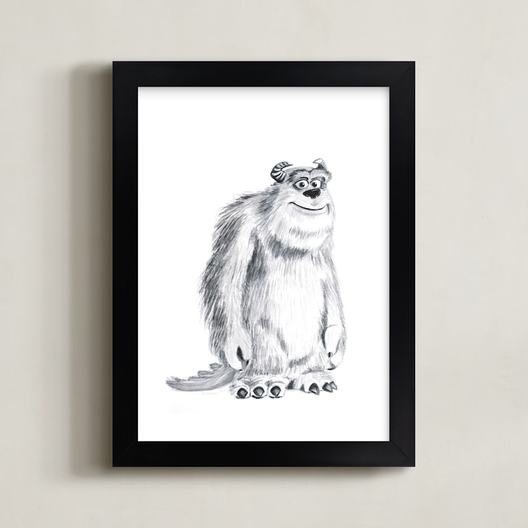 "Sulley" - Art Print in White by Mary Gaspar - Framed