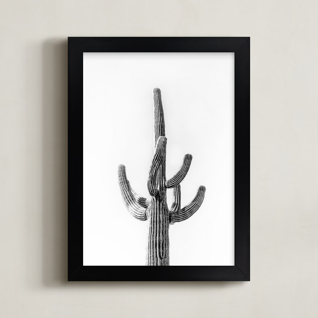 "Lone Cactus" - Art Print in Black and white by Ellen Schlegelmilch - Framed