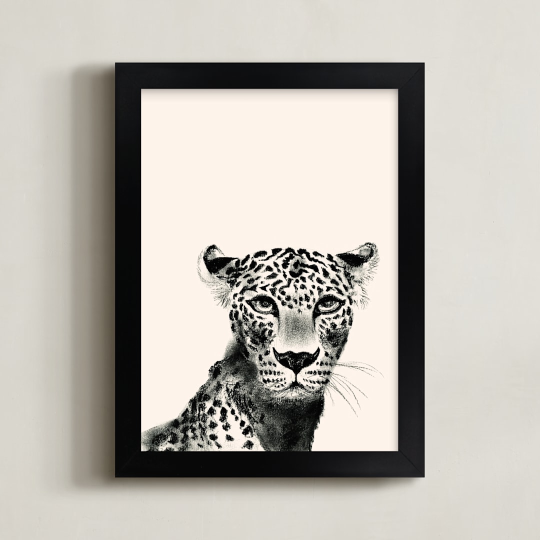 "Leopard" - Art Print in Sand by Teju Reval - Framed
