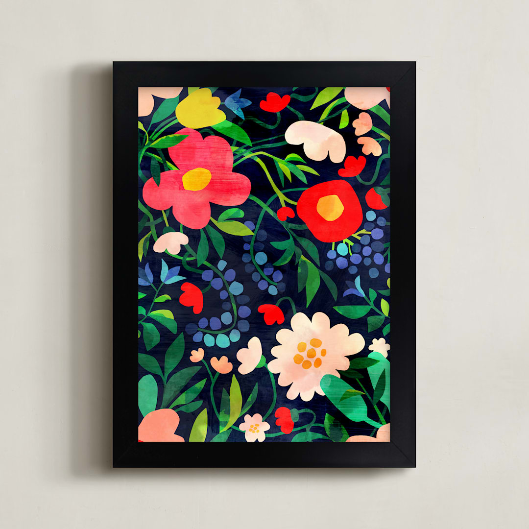 "Summer Flowers" - Art Print in Bouquet by Mojca Dolinar - Framed