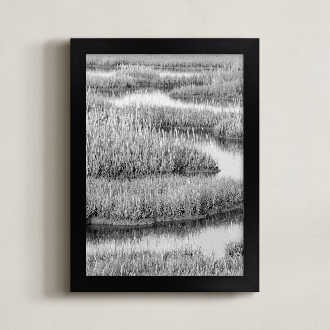 "Marshlands 1" - Art Print in Black & White by Elizabeth Pyle - Framed