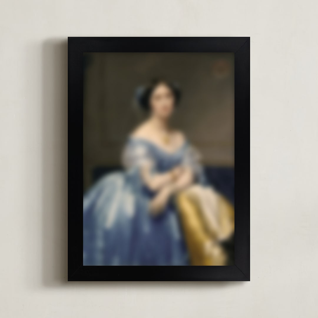 "Lady in Blue" - Art Print in azure by Claire - Framed