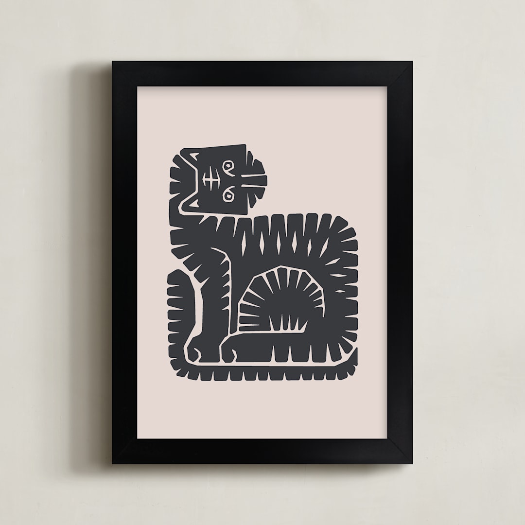 "Sitting Tiger" - Art Print in Graphite by Dani Lugato - Framed