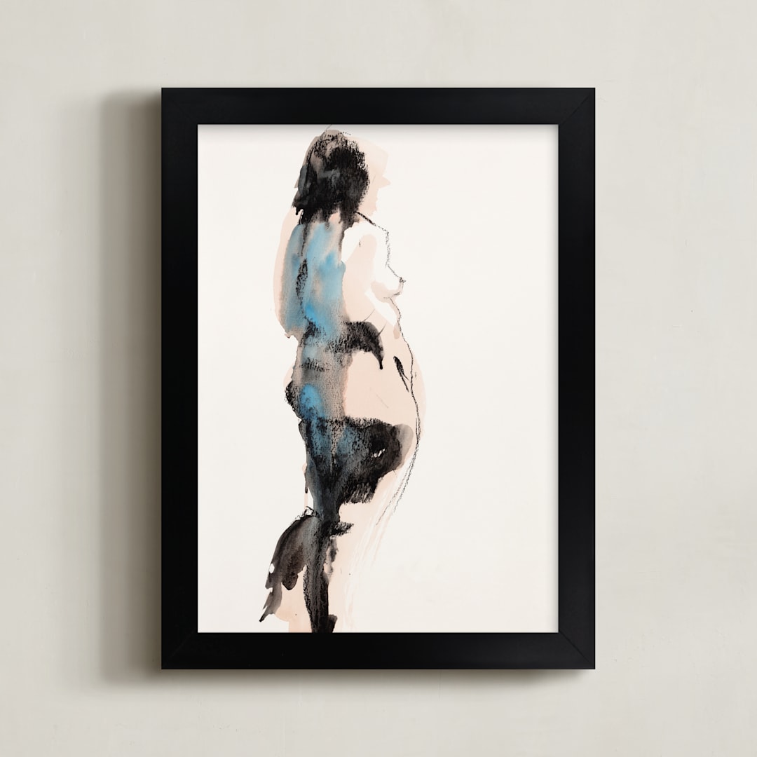 "Into the Distance" - Art Print in Aqua by Linda Mucha Karns - Framed
