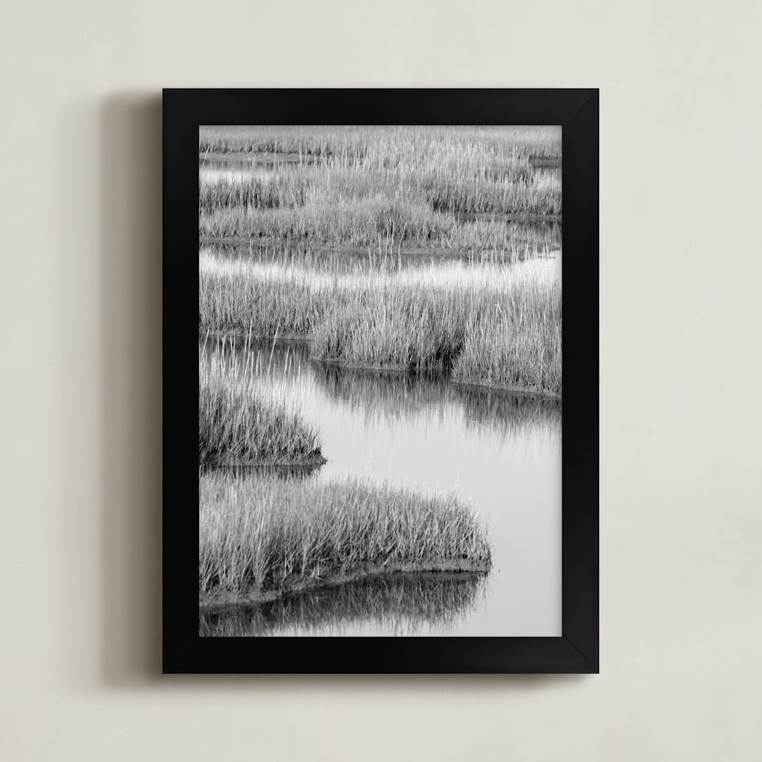 "Marshlands 2" - Art Print in Black & White by Elizabeth Pyle - Framed