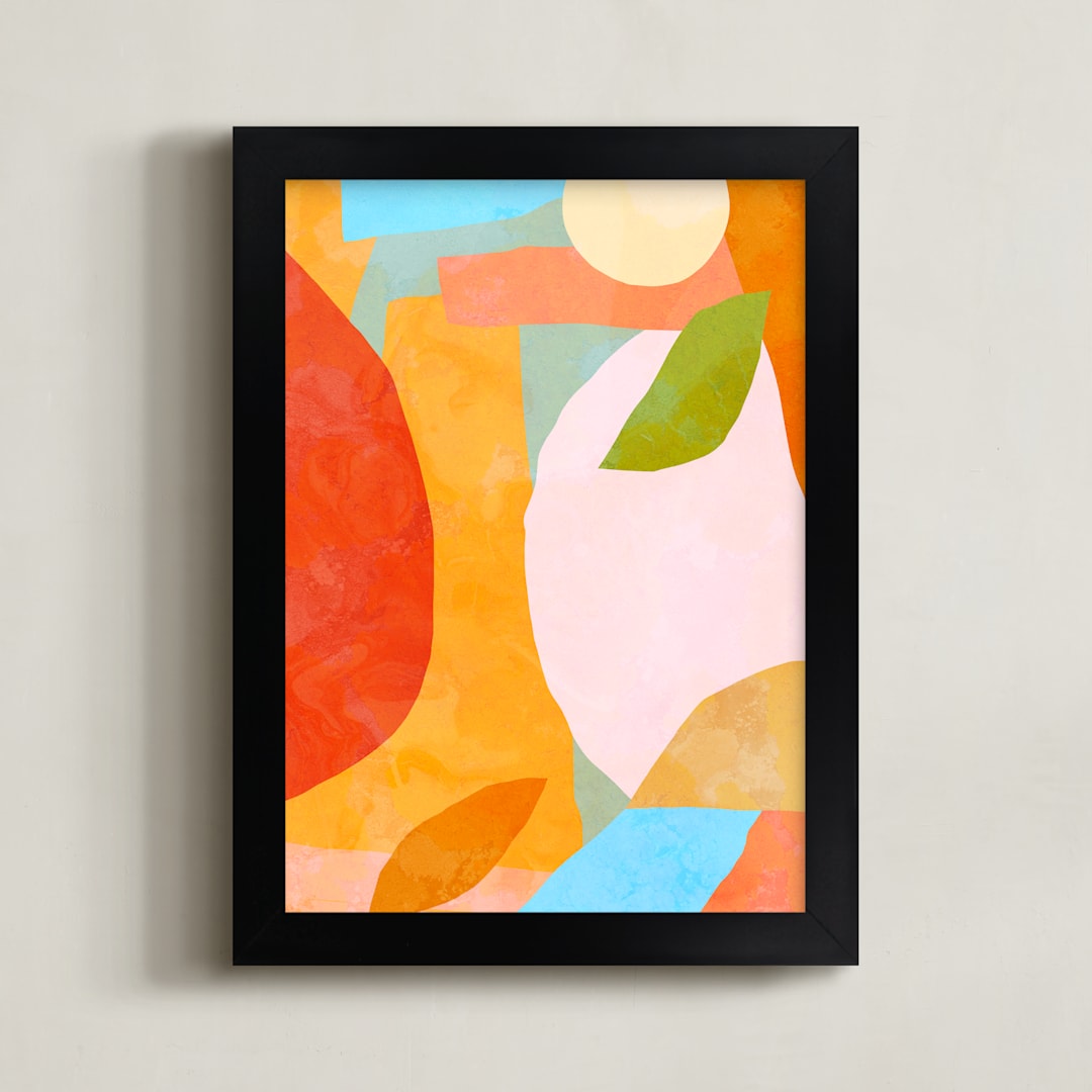 "A colorful moment" - Art Print in Juicy Orange by Dominique Vari - Framed