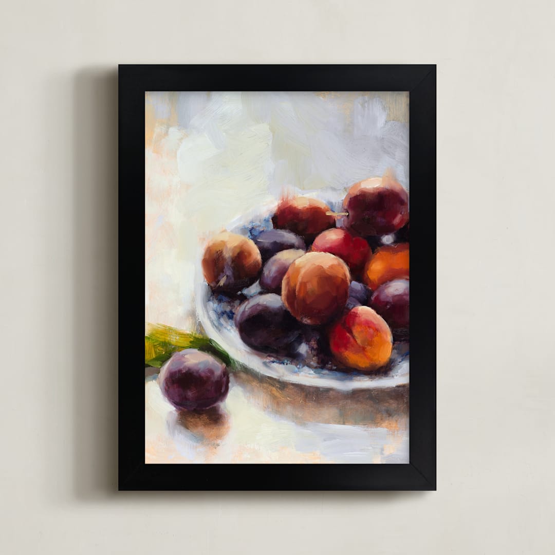 "Summer Plums" - Art Print in Plum by Wendy Keller - Framed