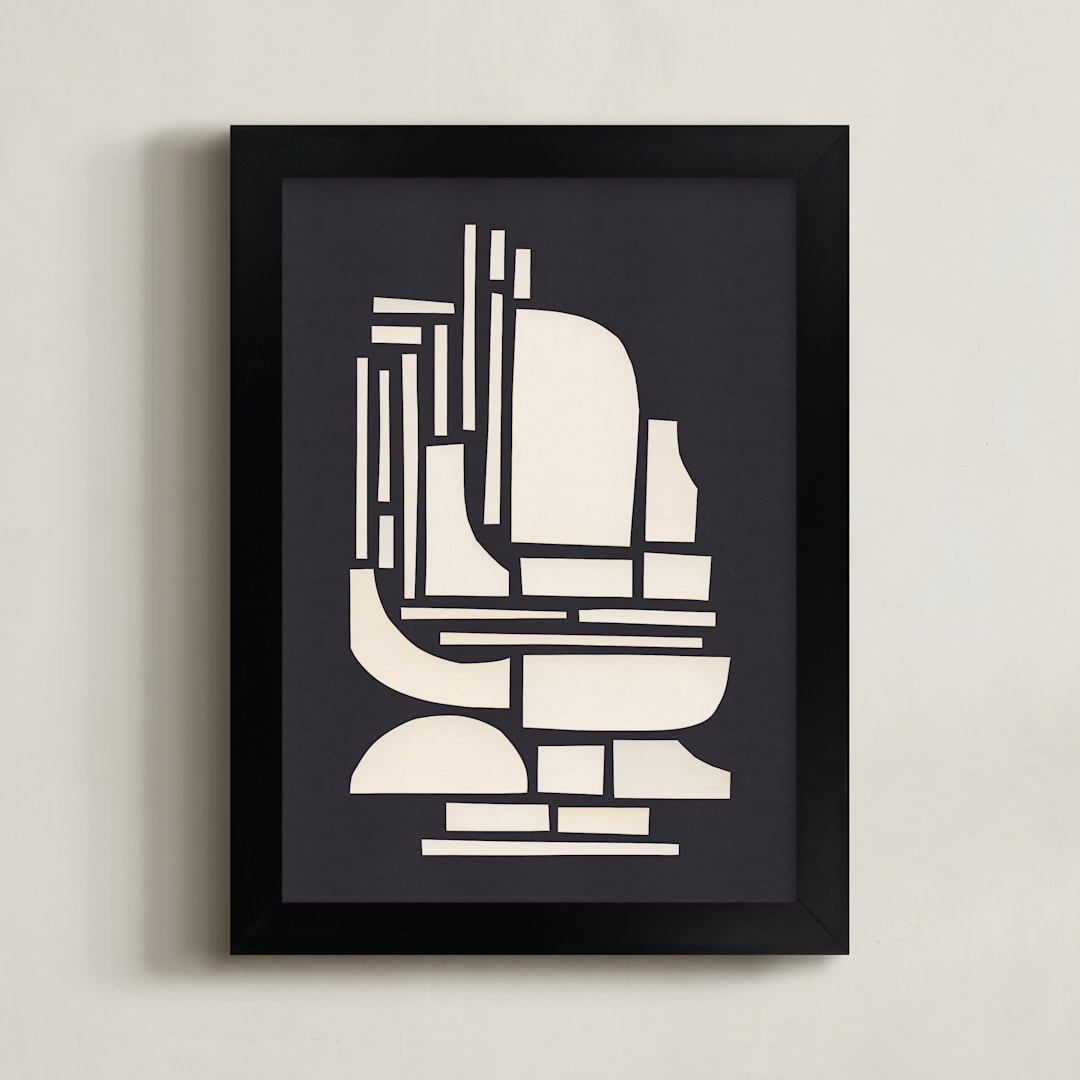 "Paper Figure" - Art Print in Midnight Black by Alisa Galitsyna - Framed