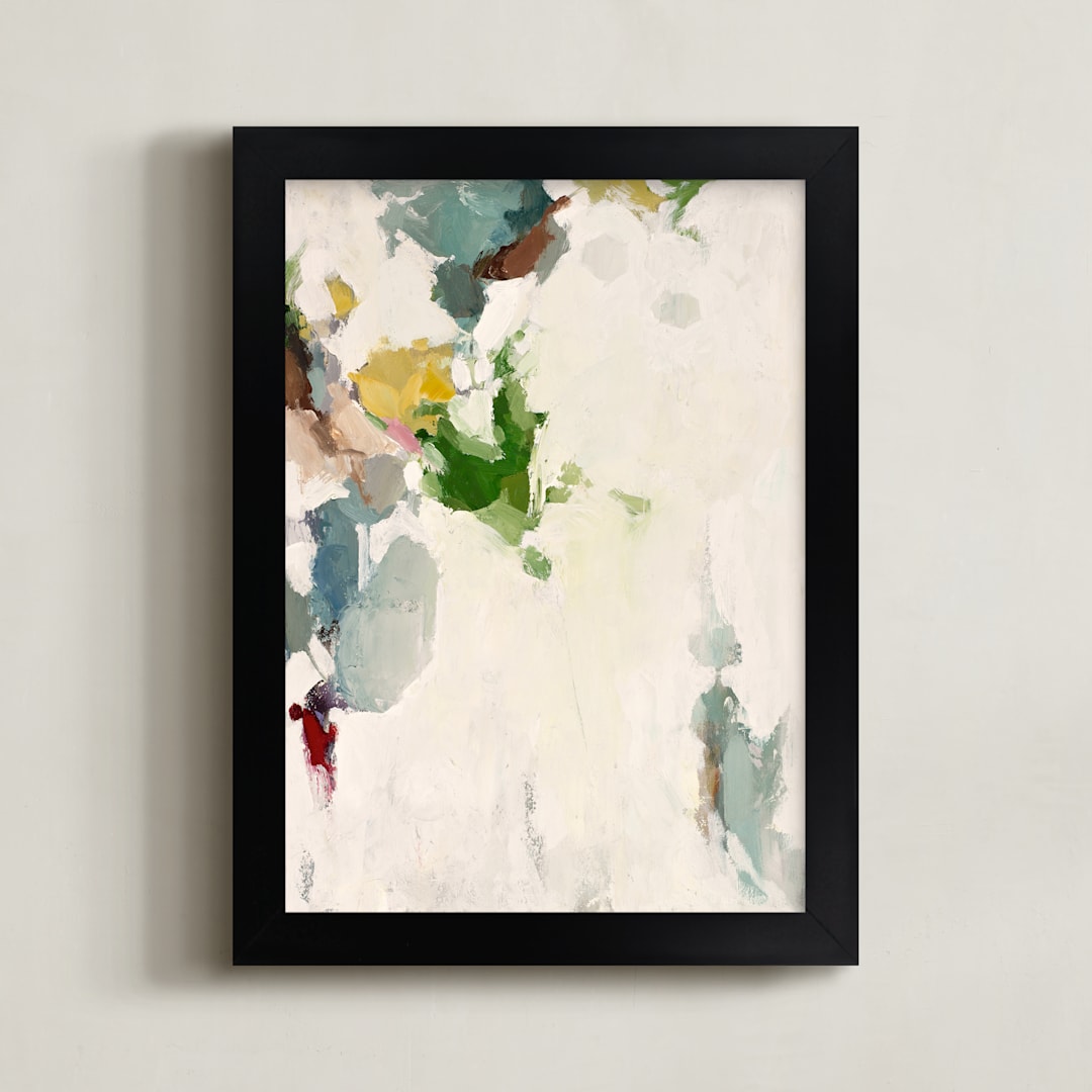 "Flower Market I" - Art Print in Leaf Green by Wendy Keller - Framed