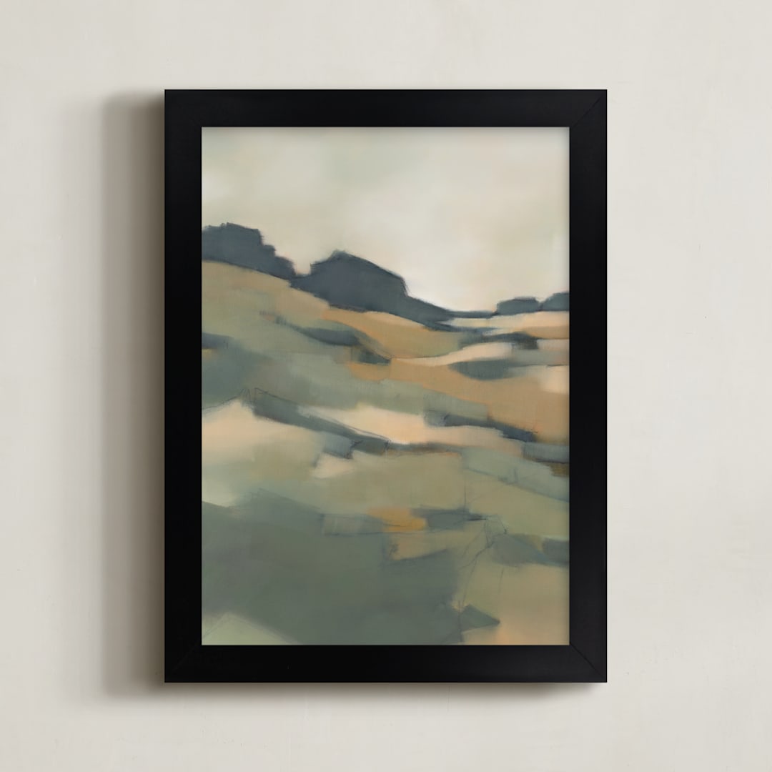 "Colorblock Horizon" - Art Print in Earthy Teal by Ashley Armistead - Framed
