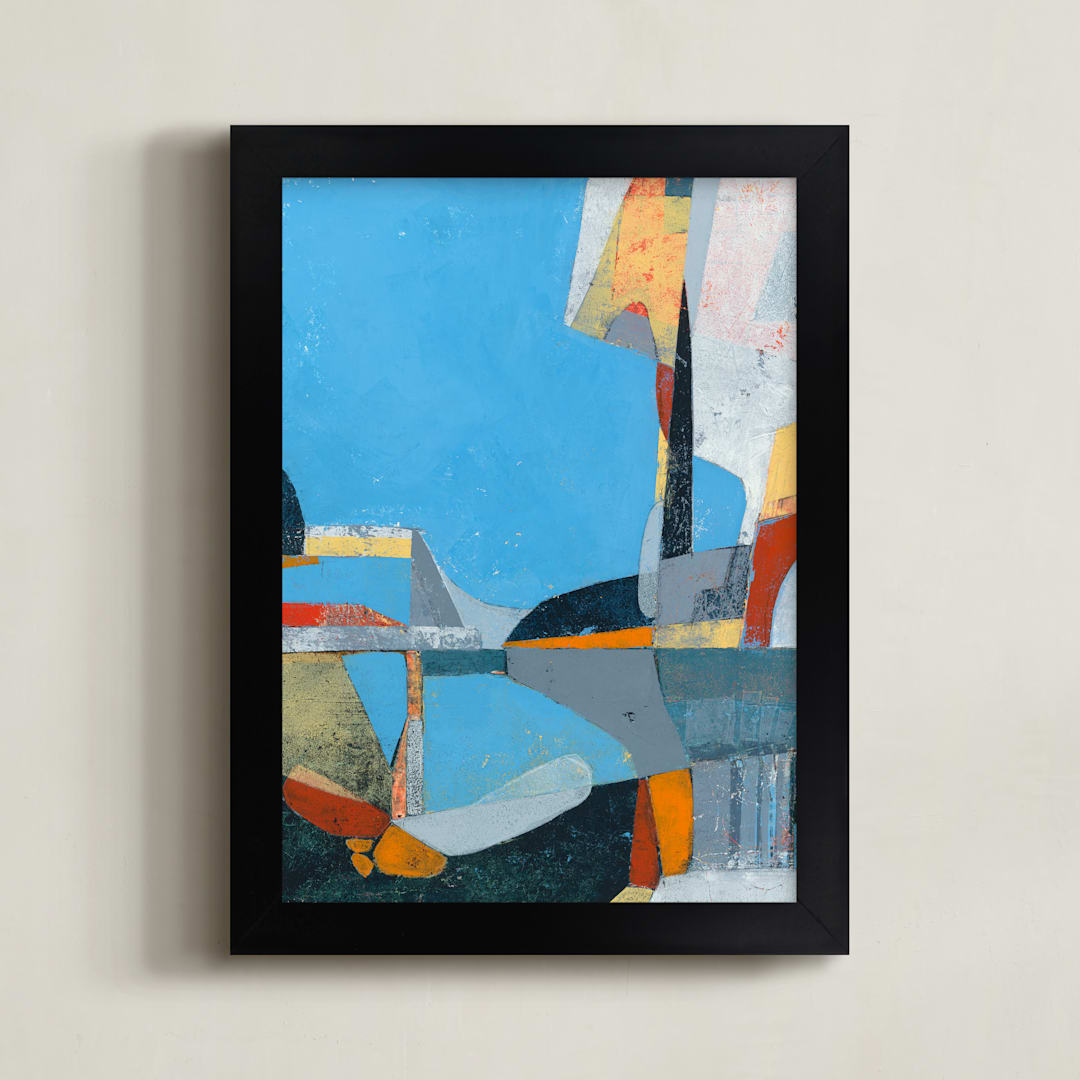 "Summer Reflection ll" - Art Print in summer blue by Kristiina Almy - Framed