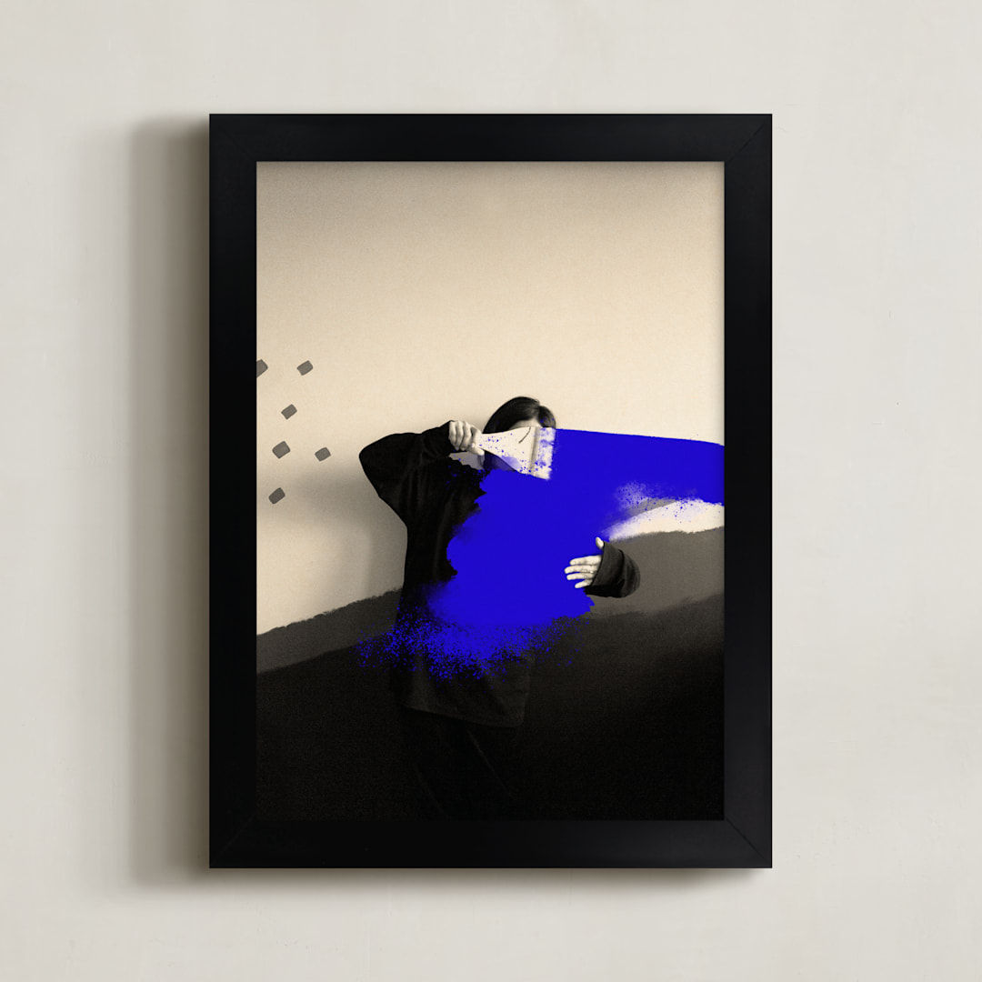 "El Abrazo" - Art Print in Royal by jinseikou - Framed