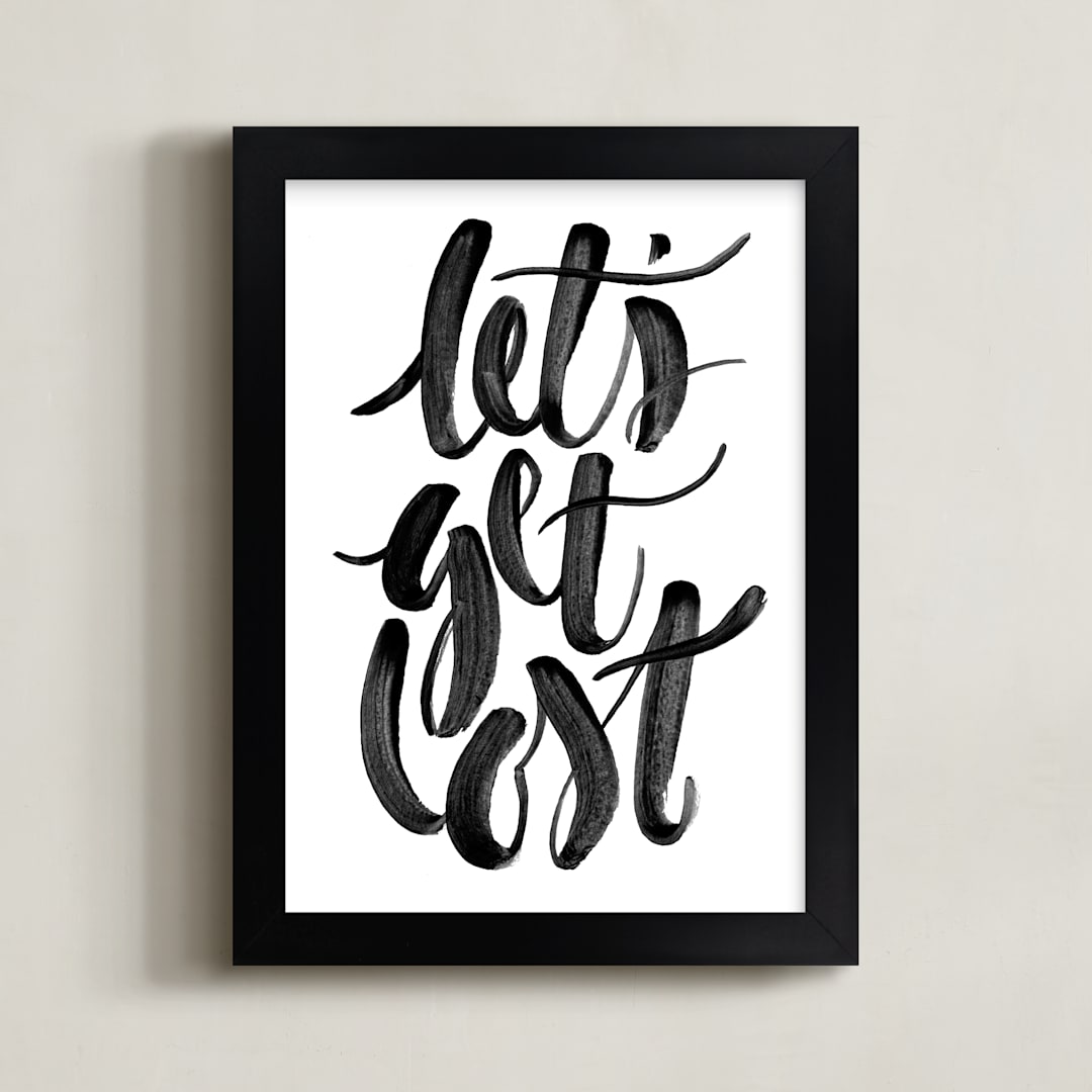 "Let's Get Lost" - Art Print in Painted Black by Sam Dubeau - Framed