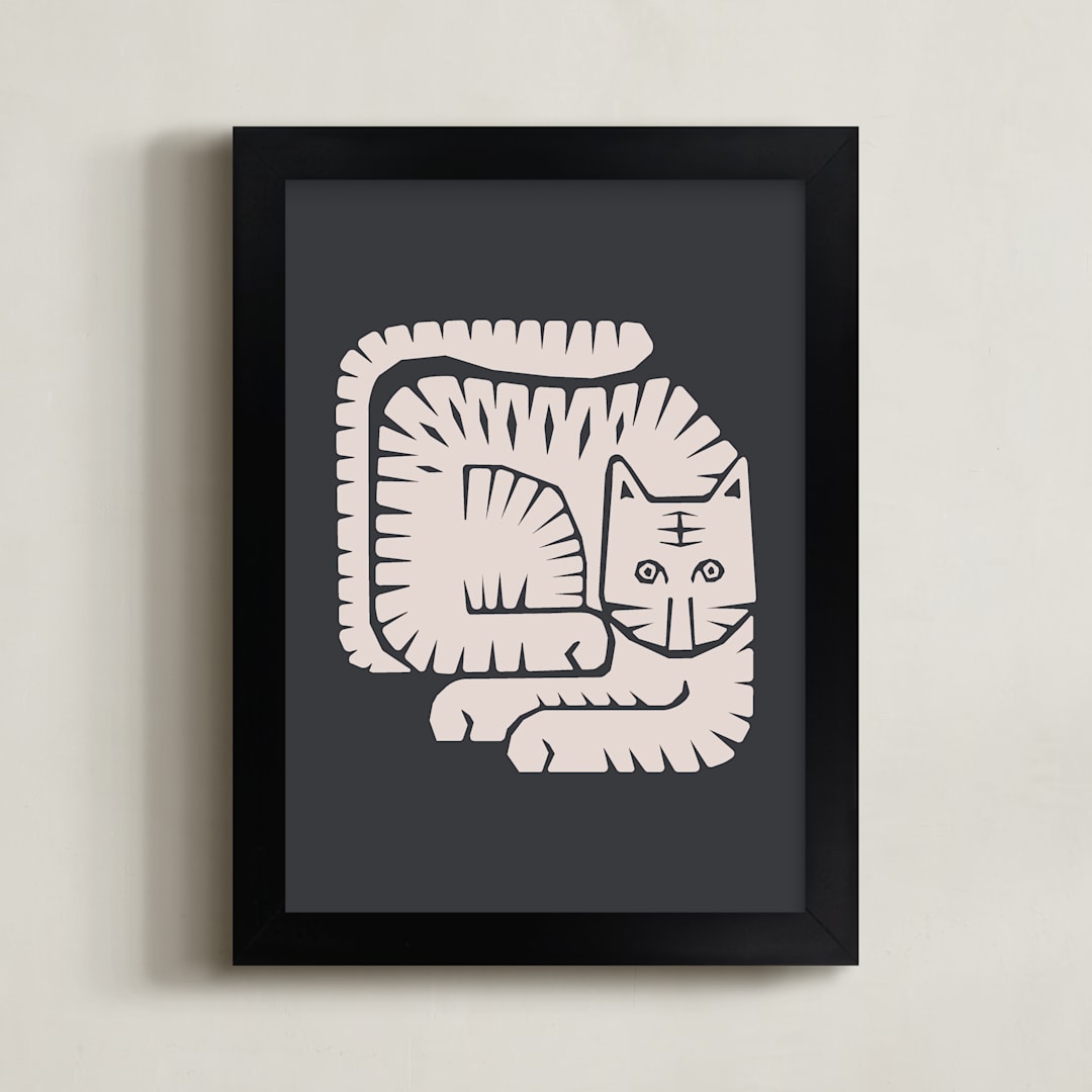 "Lying Tiger" - Art Print in Linen by Dani Lugato - Framed