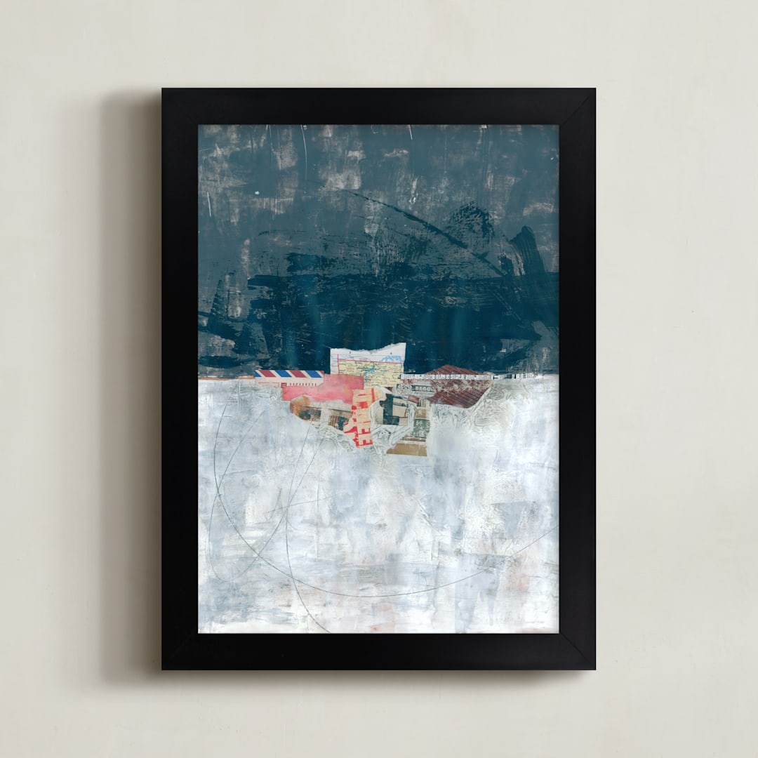 "Paper Horizon" - Art Print in Black and White by Misty Hughes - Framed