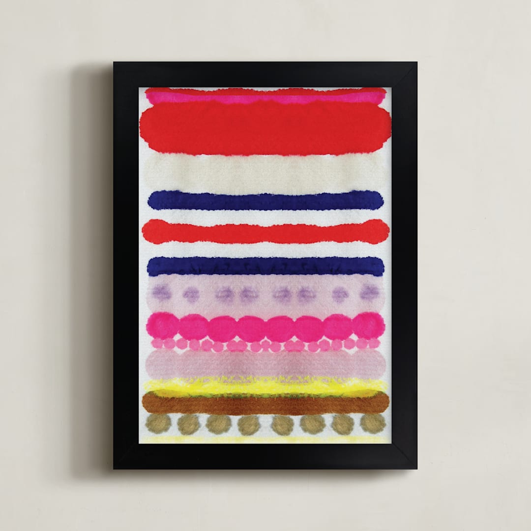 "Linked No 3" - Art Print in Ruby Red by HAPI ART - Framed