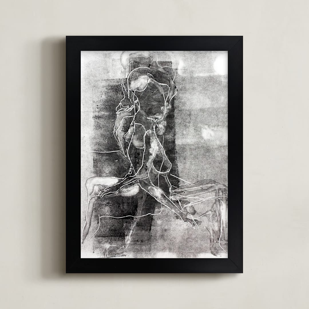 "Figure on Figure" - Art Print in Noir by Allison Belolan - Framed