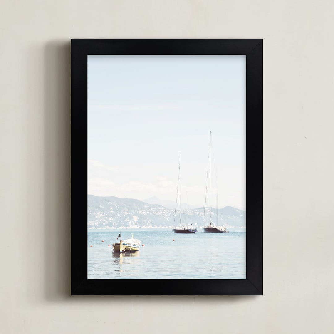 "Portofino Afternoon" - Art Print in Sky by Three Kisses Studio - Framed