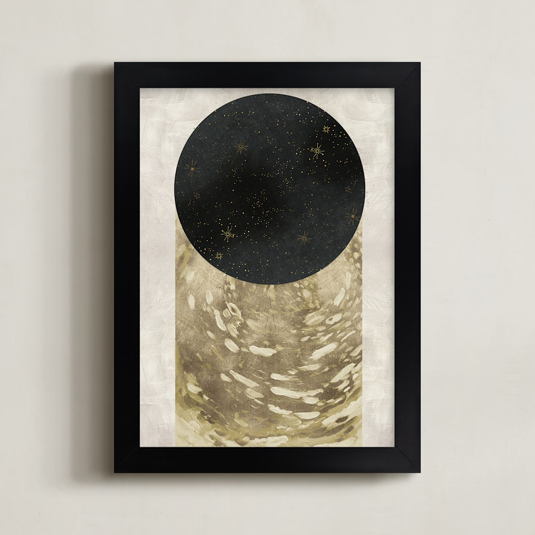 "Peep Hole" - Art Print in Antique Gold by Faiza Khan - Framed